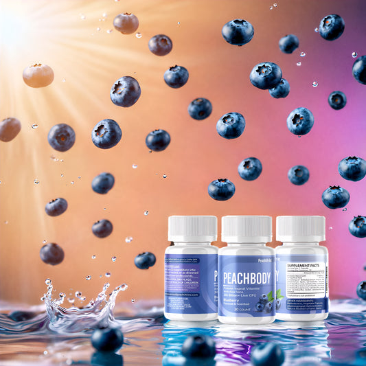 Peachbody Blueberry Flavored and Scented Probiotic Vaginal Suppositories with Aloe Vera | Made with Natural Extracts