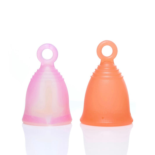 Peachlife Soft Menstrual Cups with Ring Tab 2 Pack Bundle
