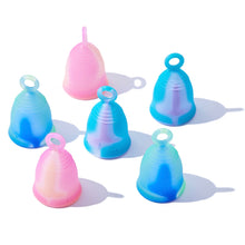 Load and play video in Gallery viewer, Peachlife Mini Small Menstrual Cups with Ring Pull 3 Pack Bundle Soft, Medium Firm, Extra Firm
