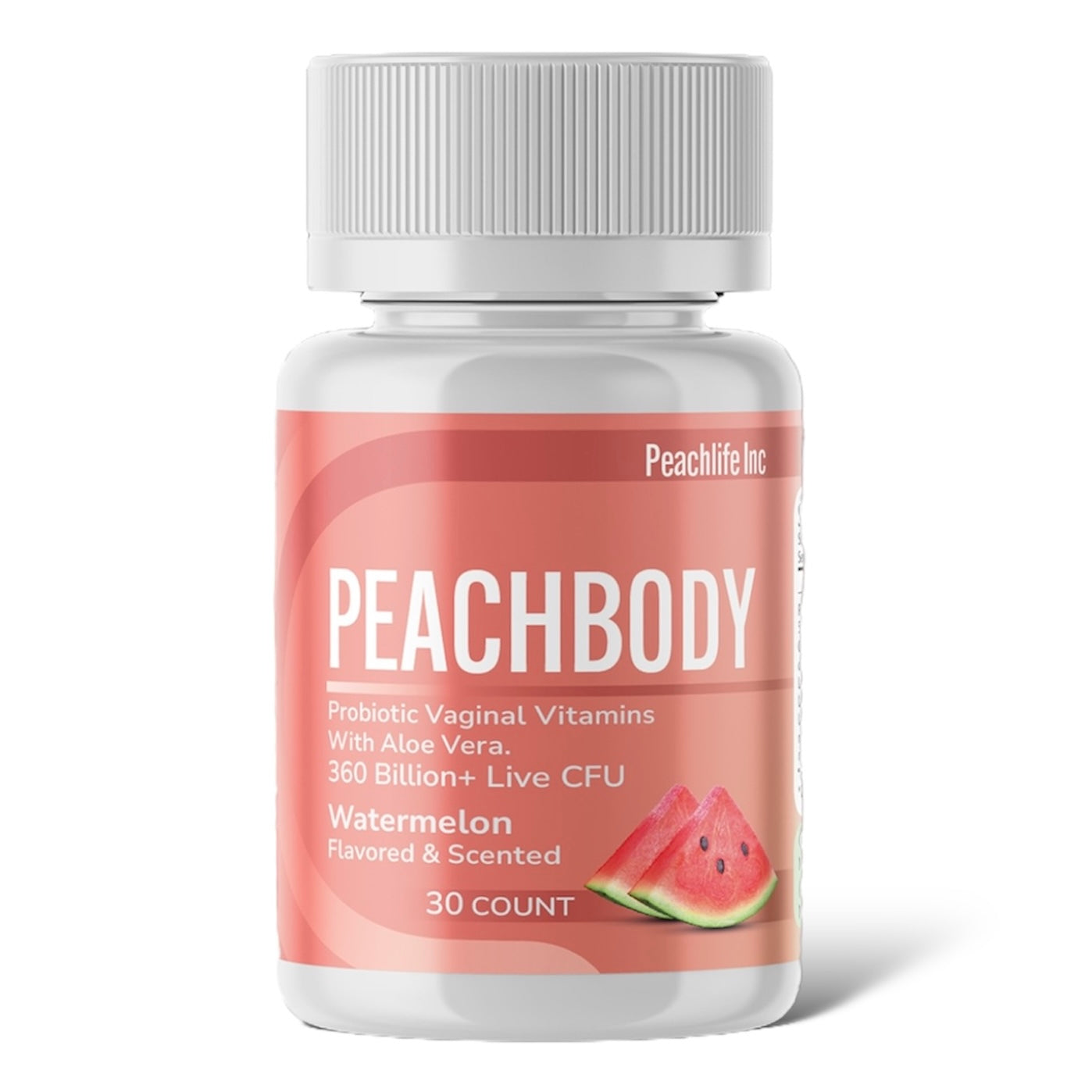 Peachbody Watermelon Flavored and Scented Probiotic Vaginal Suppositories with Aloe Vera | Made with Natural Extracts