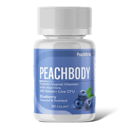 Peachbody Blueberry Flavored and Scented Probiotic Vaginal Suppositories with Aloe Vera | Made with Natural Extracts