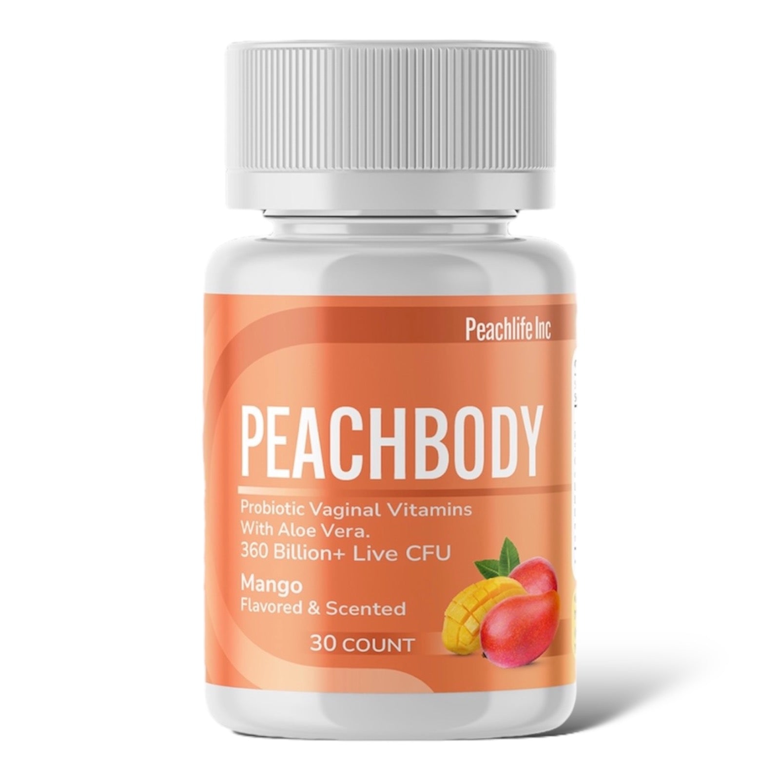 Peachbody Mango Flavored and Scented Probiotic Vaginal Suppositories with Aloe Vera | Made with Natural Extracts