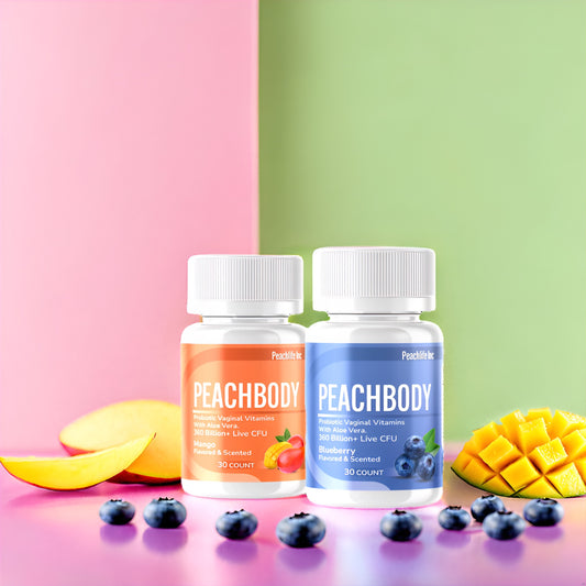 Peachbody Scented & Flavored Probiotic Vaginal Suppositories 2 Pack | Aloe Vera & 11 Strains | Mango & Blueberry | Peachlife