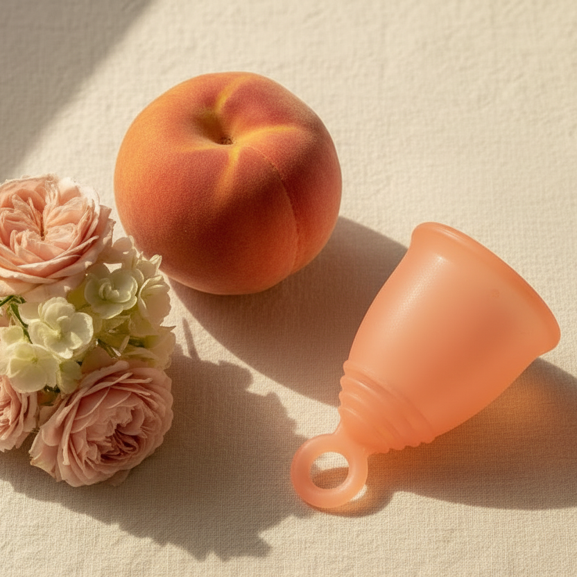 Peachlife Loop Tab Menstrual Cup Soft Silicone Medium Size - Reusable Feminine Care
