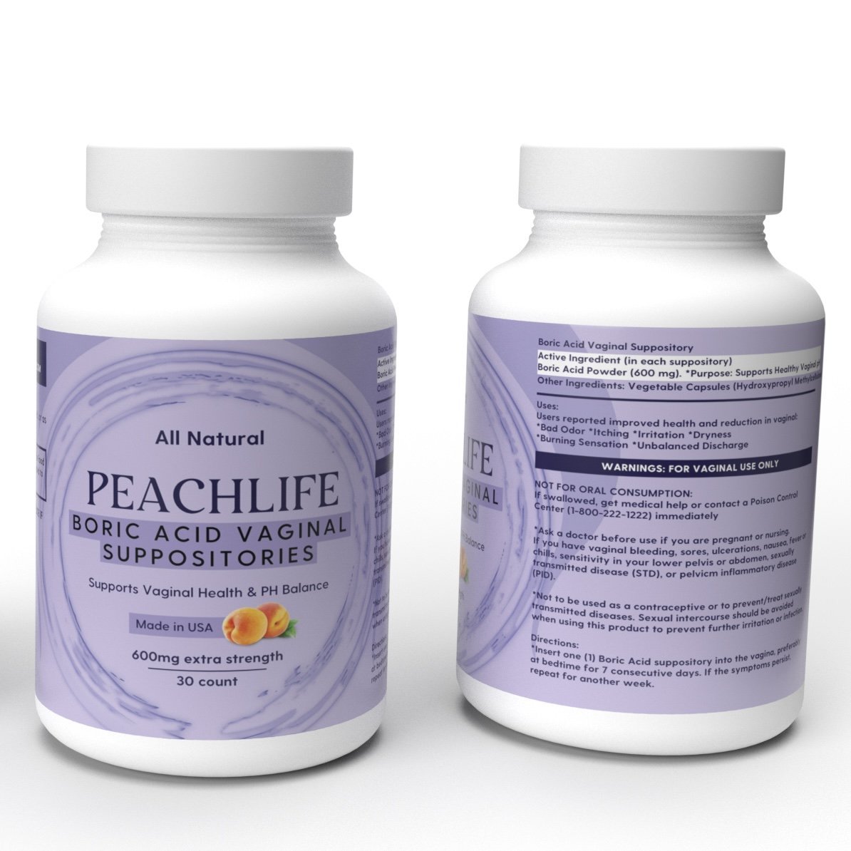 Peachlife® Vaginal Boric Acid Suppositories